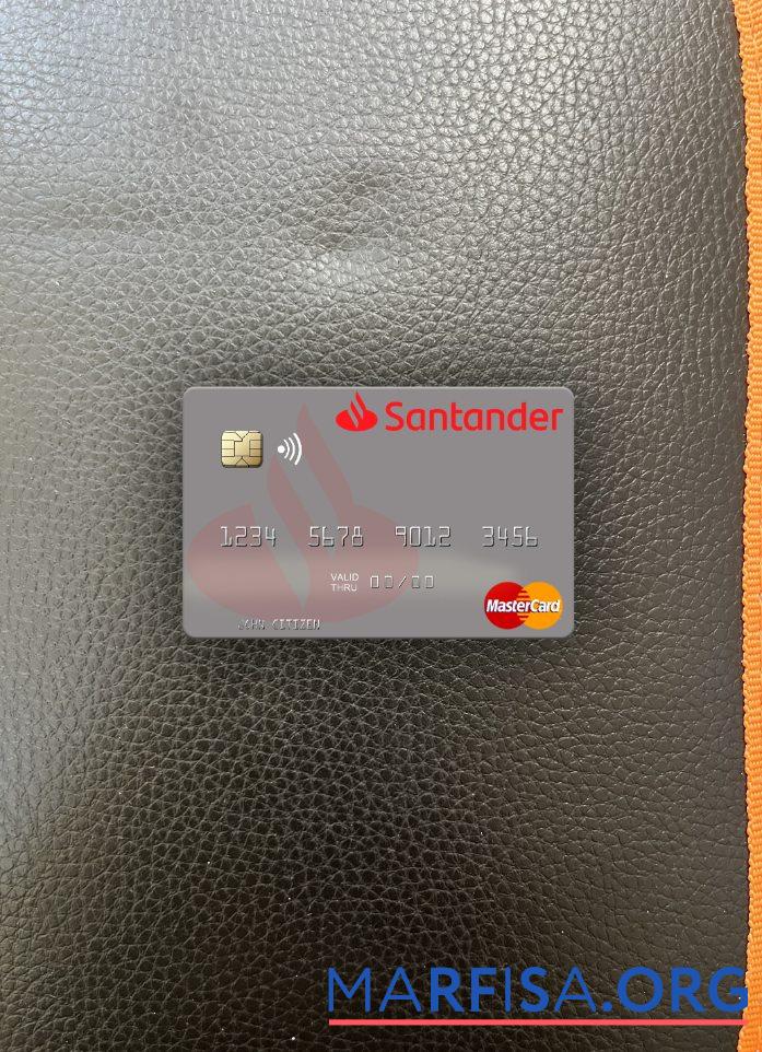 Printable Spain Banco Santander mastercard photolook front sample